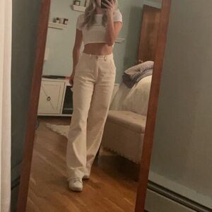 Forever 21 cream ribbed jeans